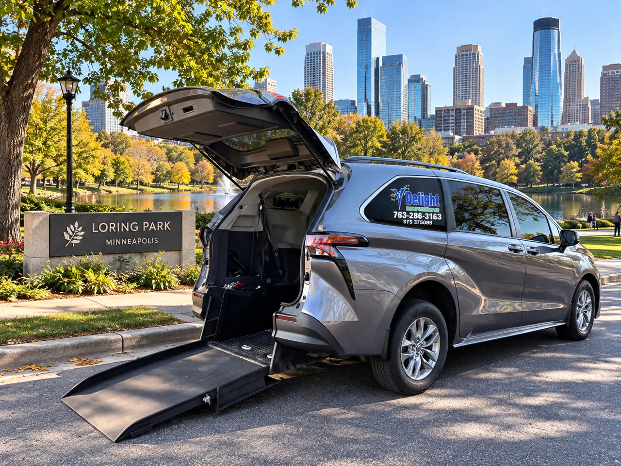 Illustration of a wheelchair-accessible van at Loring Park